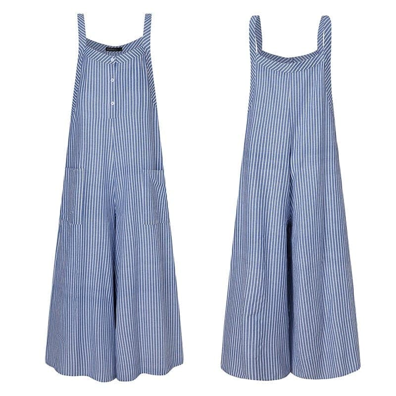 Loose Vertical Striped Palazzo Overalls