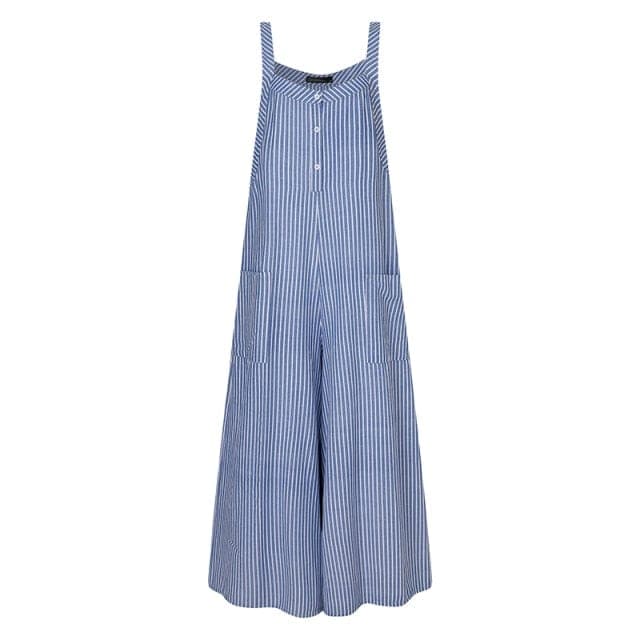 Loose Vertical Striped Palazzo Overalls