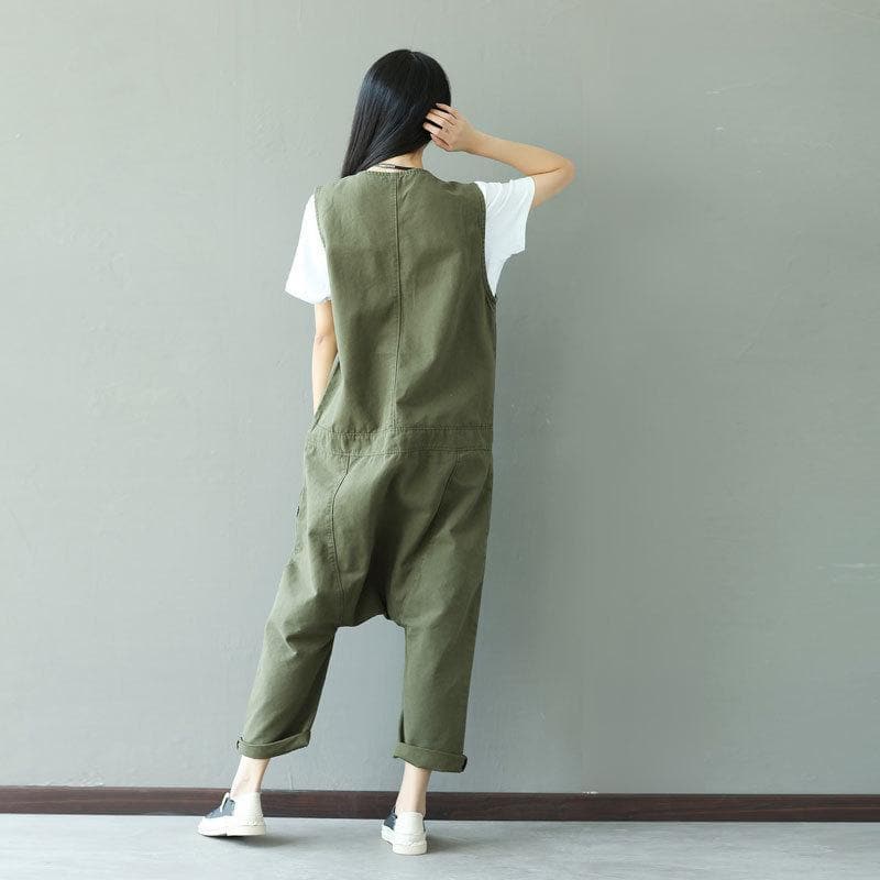 Army Green Loose Overall For Women