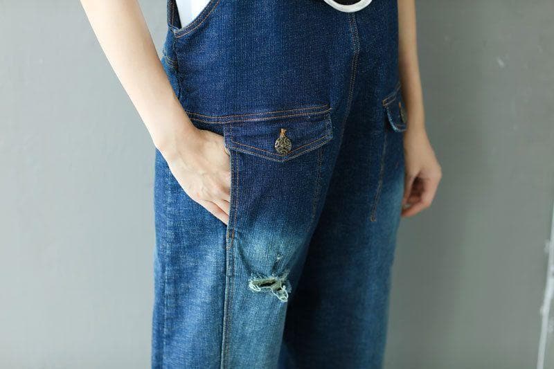 Ripped Baggy Denim Overall