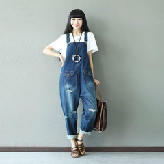 Ripped Baggy Denim Overall