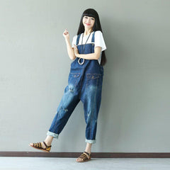 Ripped Baggy Denim Overall