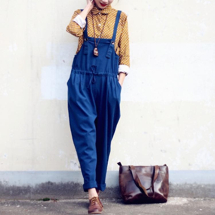 Vintage Pleated Linen Overall