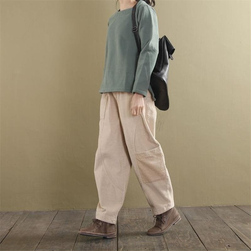 Loose Corduroy Pants With Pockets