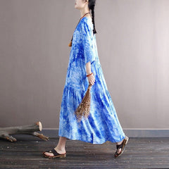 Robe mi-longue tie-dye bleue Sky is the Limit