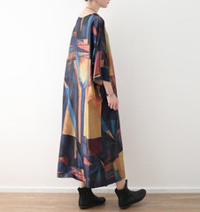 Abstract Prints Loose Retro Dress