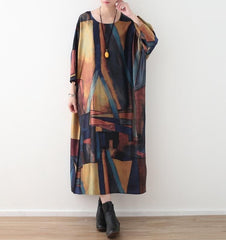 Abstract Prints Loose Retro Dress