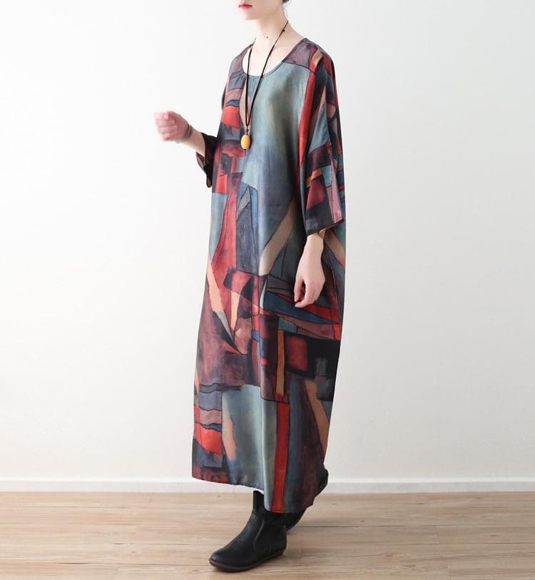 Abstract Prints Loose Retro Dress