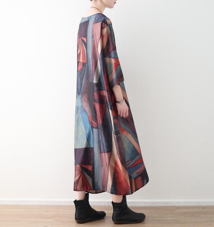 Abstract Prints Loose Retro Dress