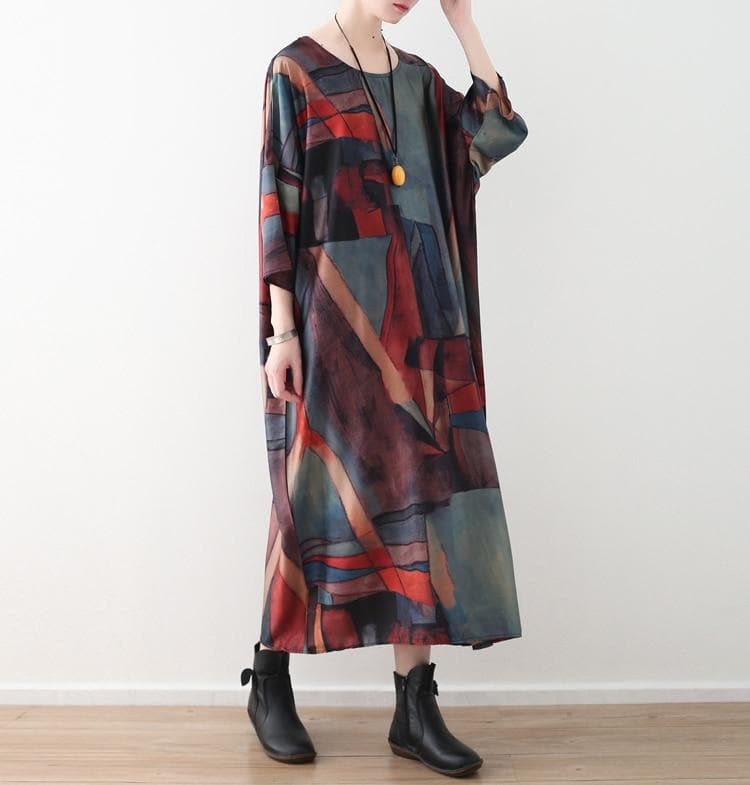 Abstract Prints Loose Retro Dress