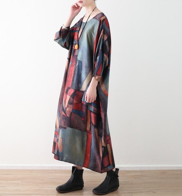 Abstract Prints Loose Retro Dress