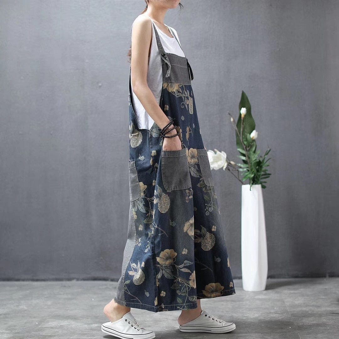 Wide Leg Loose Floral Overall