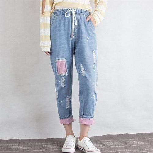 Distressed Loose Harem Jeans