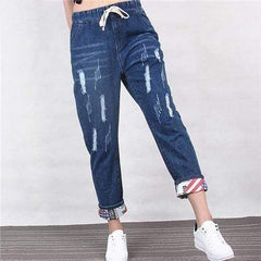 Distressed Loose Harem Jeans