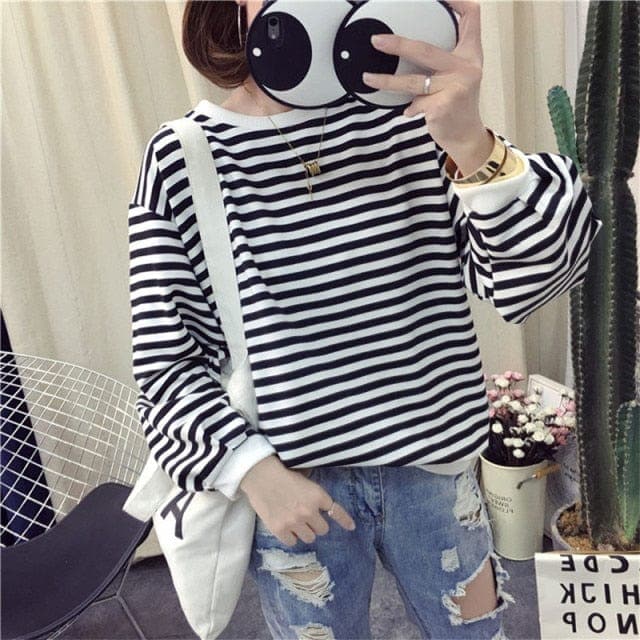 Black and White Striped Vintage Sweater