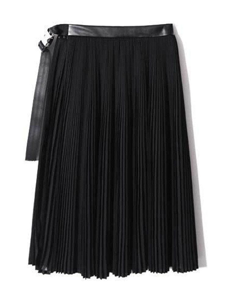 Black Pleated Half Skirt Belt | Millennials