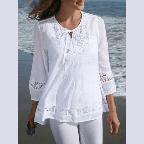 Bohemian 3/4 Sleeve Lace Oversized Blouse