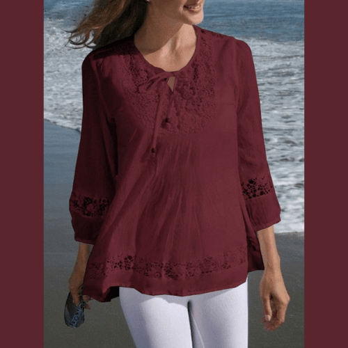 Bohemian 3/4 Sleeve Lace Oversized Blouse