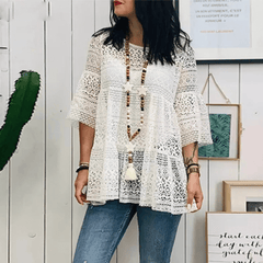 Bohemian Summer Lace Crochet Blouse