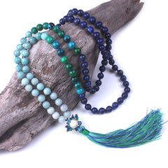 Blue Lotus Amazonite & Lapis Lazuli 108 Mala Beads