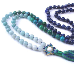 Blue Lotus Amazonite & Lapis Lazuli 108 Mala Beads