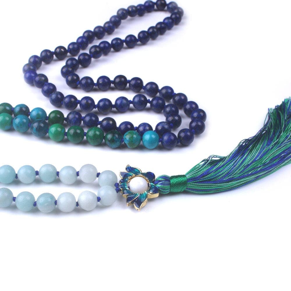 Blue Lotus Amazonite & Lapis Lazuli 108 Mala Beads