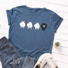 Black Sheep Cartoon O-Neck T-Shirt