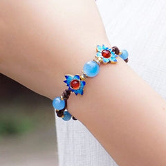 Blue Sunflower Chalcedony Stone Bracelet -