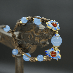 Blue Sunflower Chalcedony Stone Bracelet -