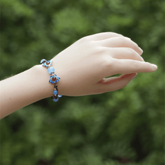 Blue Sunflower Chalcedony Stone Bracelet -