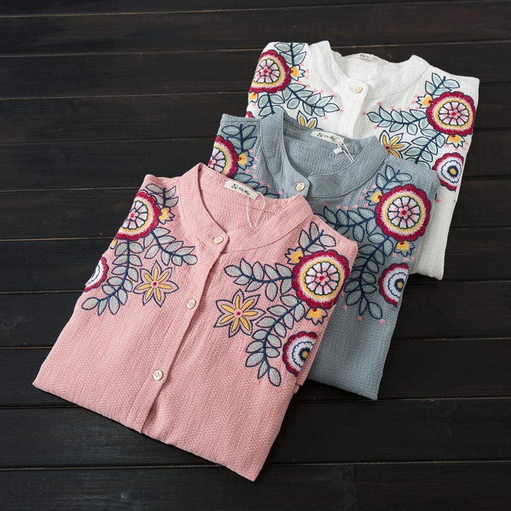 Bohemia Floral Embroidered Shirt