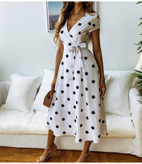 Robe à pois à manches courtes Erin