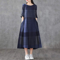 Lina Vintage Plaid Midi Dress