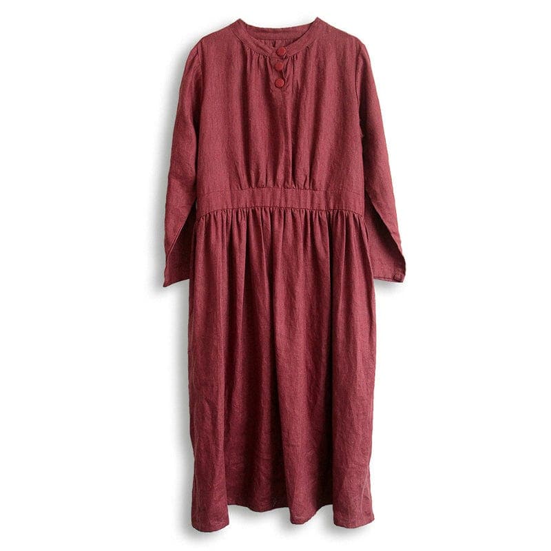 Loose Linen Chines Style Dress | Lotus