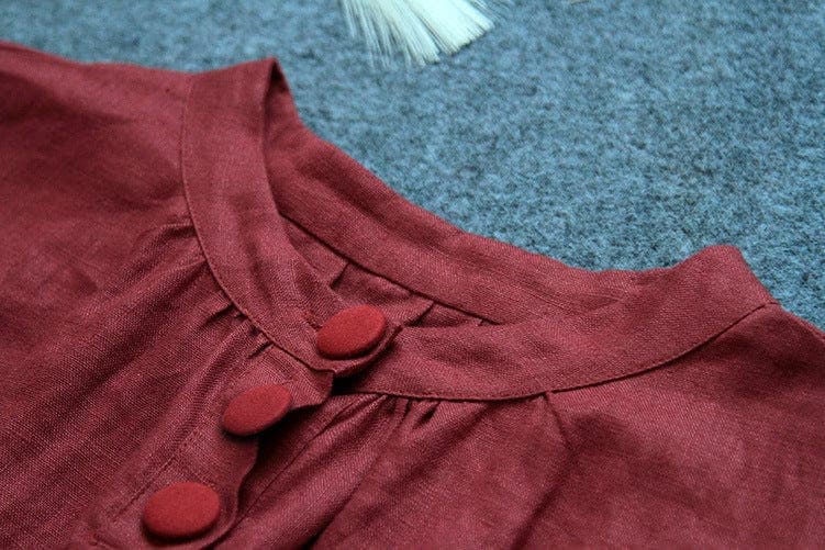 Loose Linen Chines Style Dress | Lotus