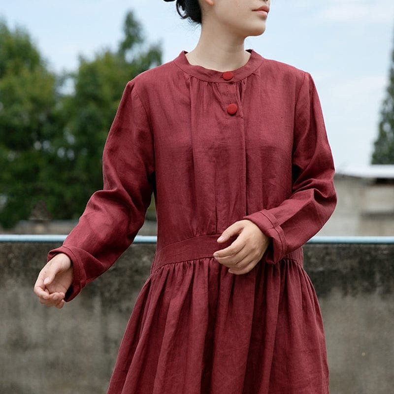 Loose Linen Chines Style Dress | Lotus