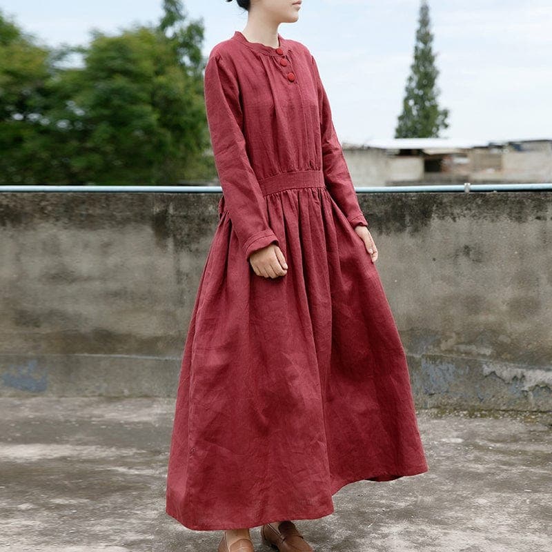 Loose Linen Chines Style Dress | Lotus