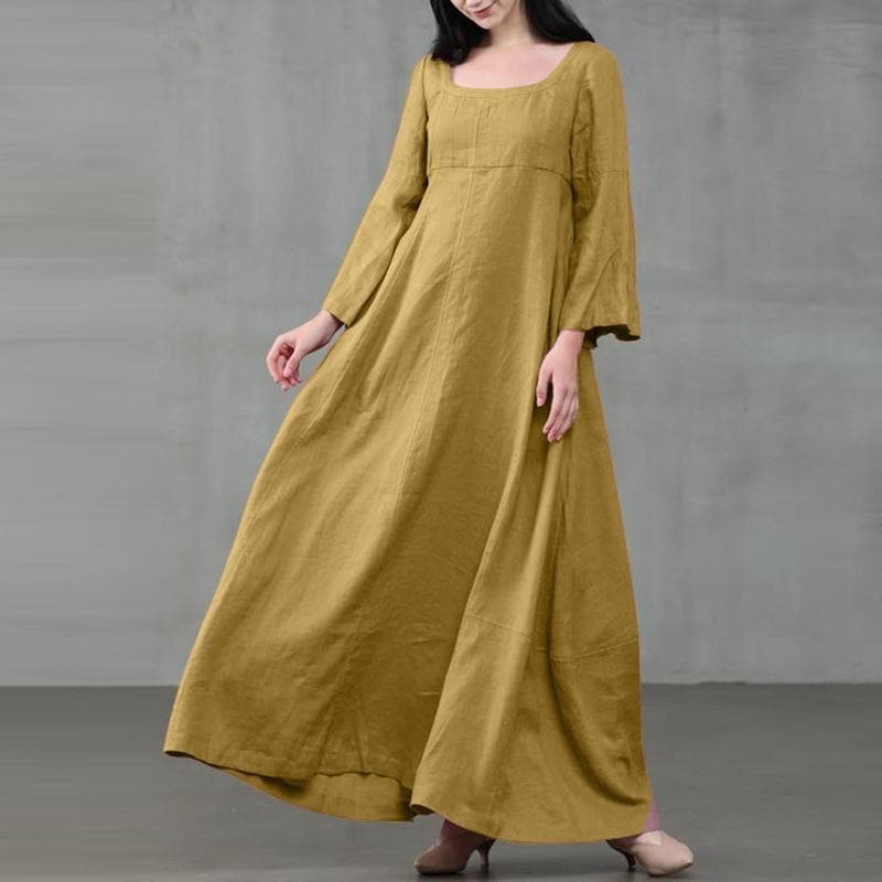 Mittelalterliches Maxikleid mit quadratischem Kragen