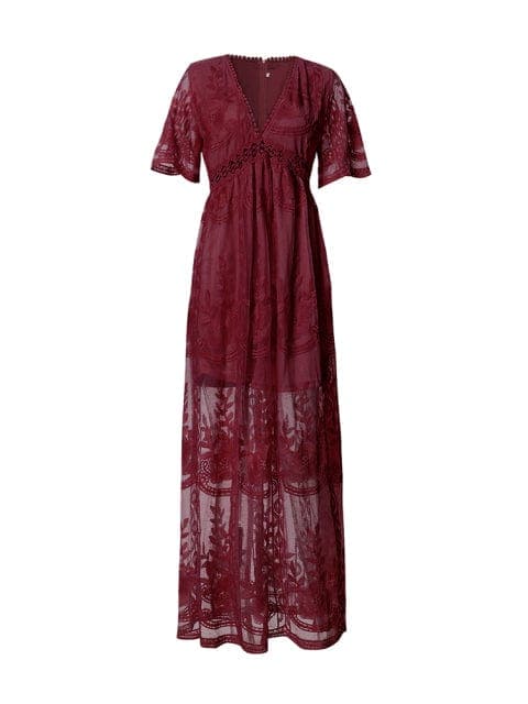 Boho Maxikleid mit bestickter Spitze