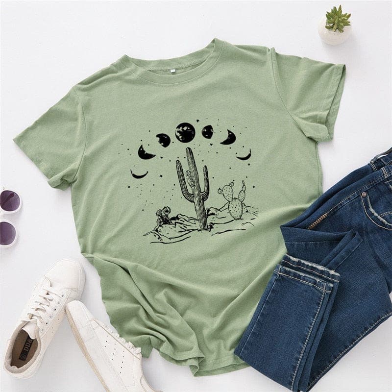 Moon Phases Loose Cotton T-Shirt