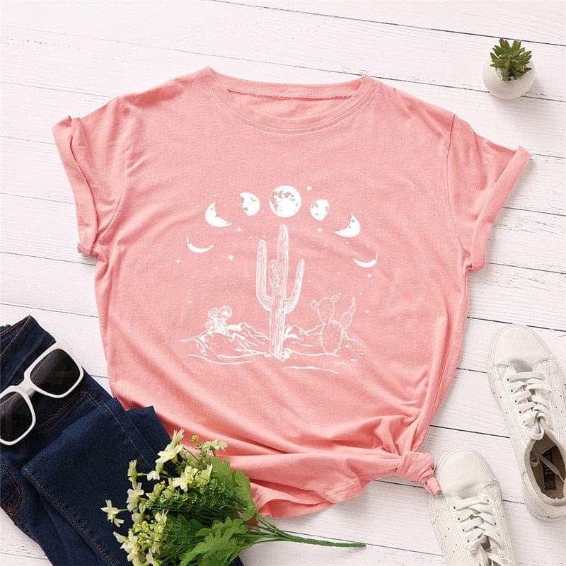 Moon Phases Loose Cotton T-Shirt