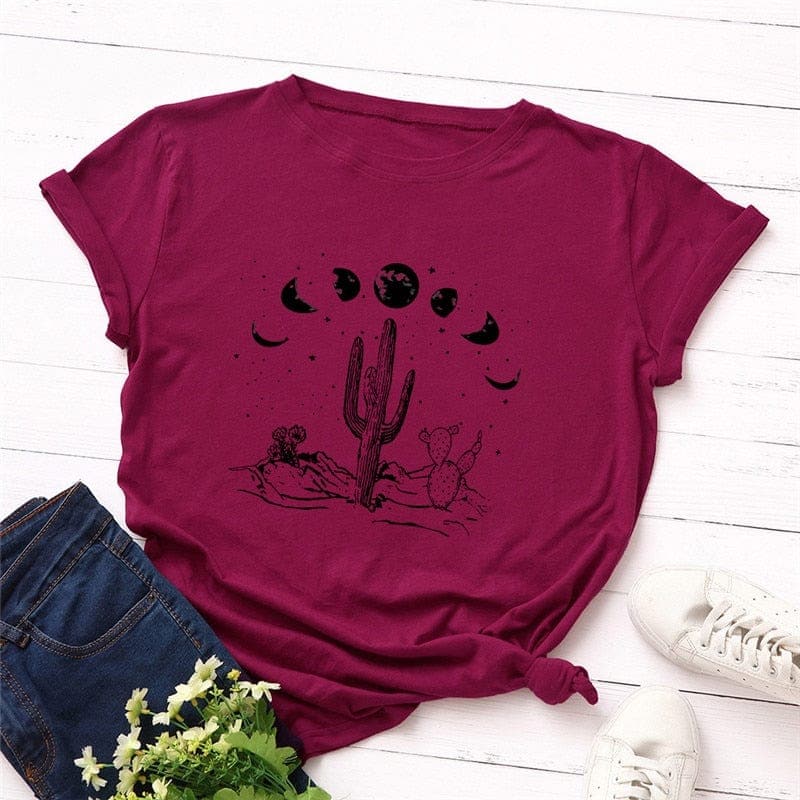 Moon Phases Loose Cotton T-Shirt