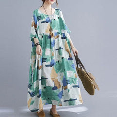 Abstract Painting Half Sleeve Midi Dress