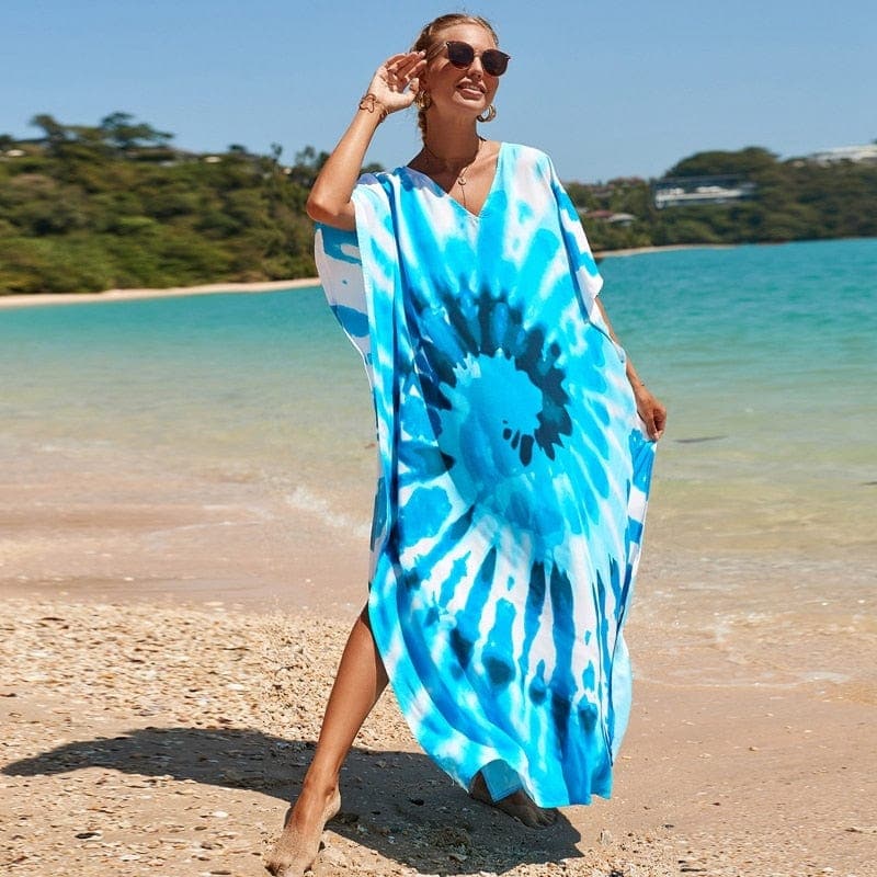 Robe Haily à col en V et imprimé tie-dye