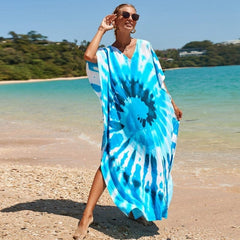 Robe Haily à col en V et imprimé tie-dye