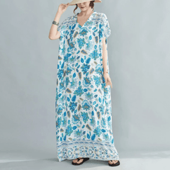 Blaues Lotus-Kaftan-Kleid