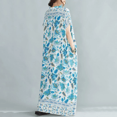 Blaues Lotus-Kaftan-Kleid