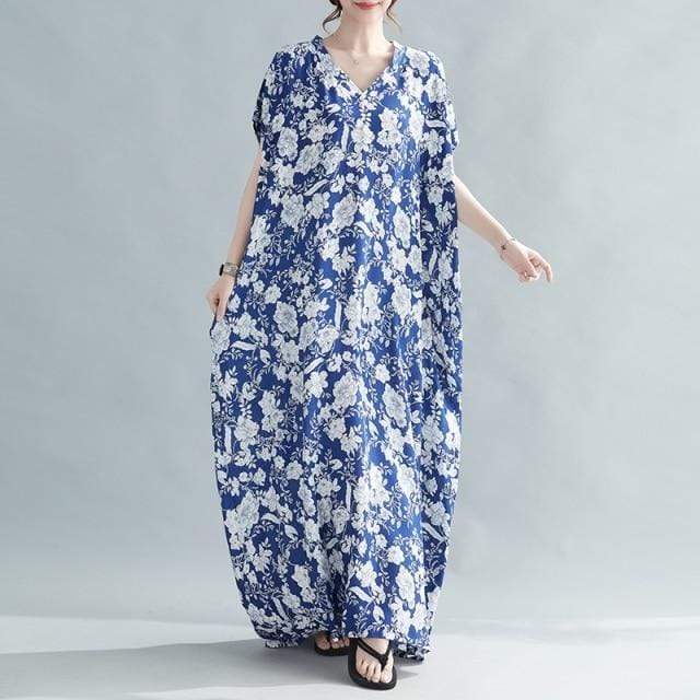 Chinese Porcelain White and Blue Kaftan Dress