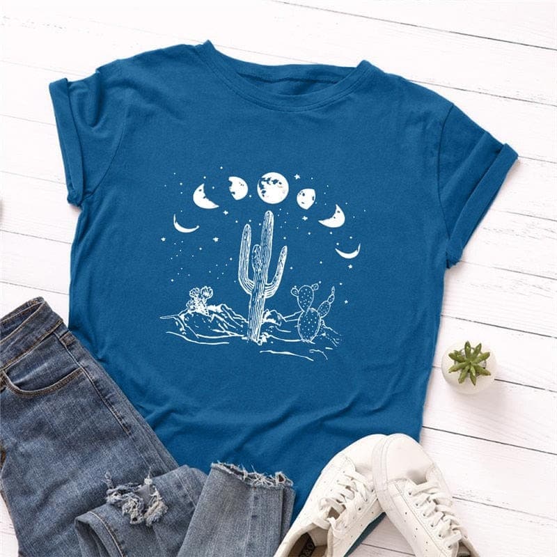 Moon Phases Loose Cotton T-Shirt