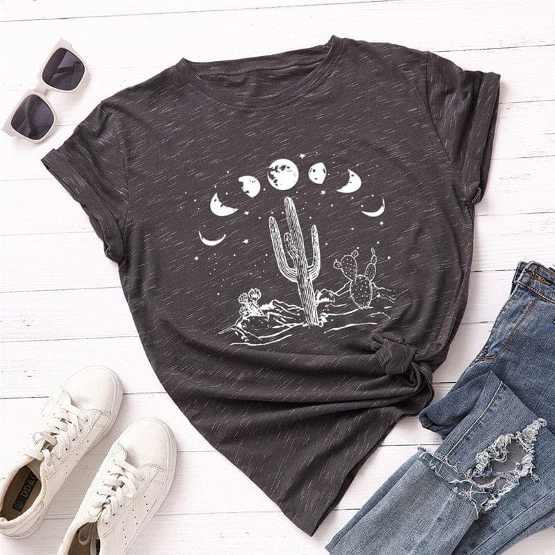 Moon Phases Loose Cotton T-Shirt